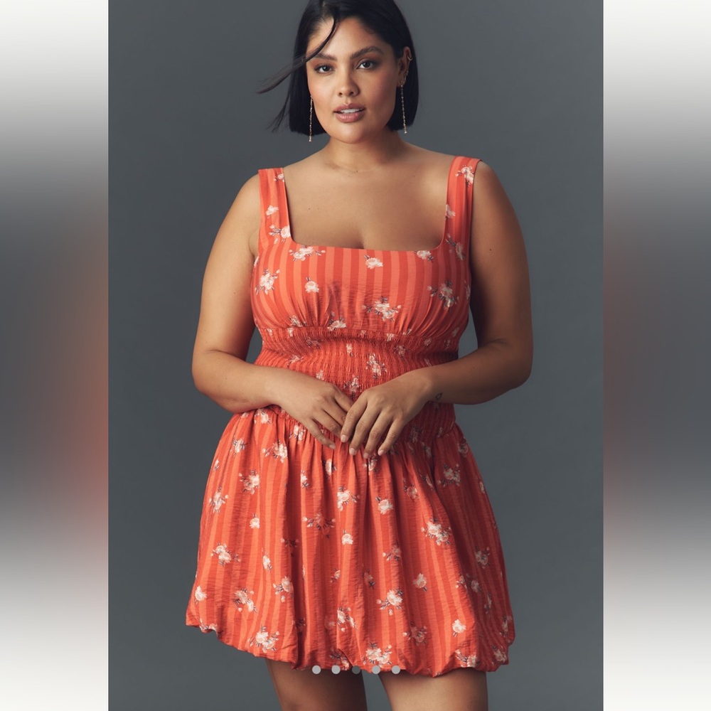NWT Anthropologie Square-Neck Smocked
Mini Dress Sz XL
